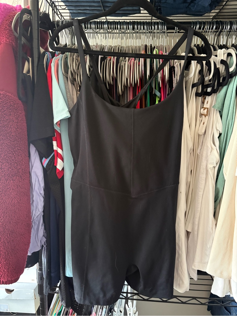 Black Spaghetti-Strap Bodysuit Shorts Romper   - Women